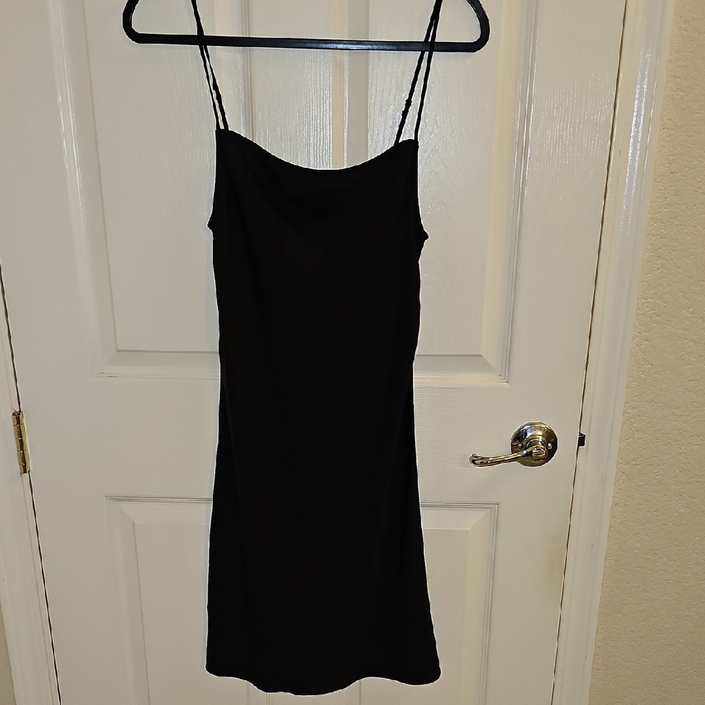 Rumored Black Mini Slip Dress Double Strap Bodycon S/XS